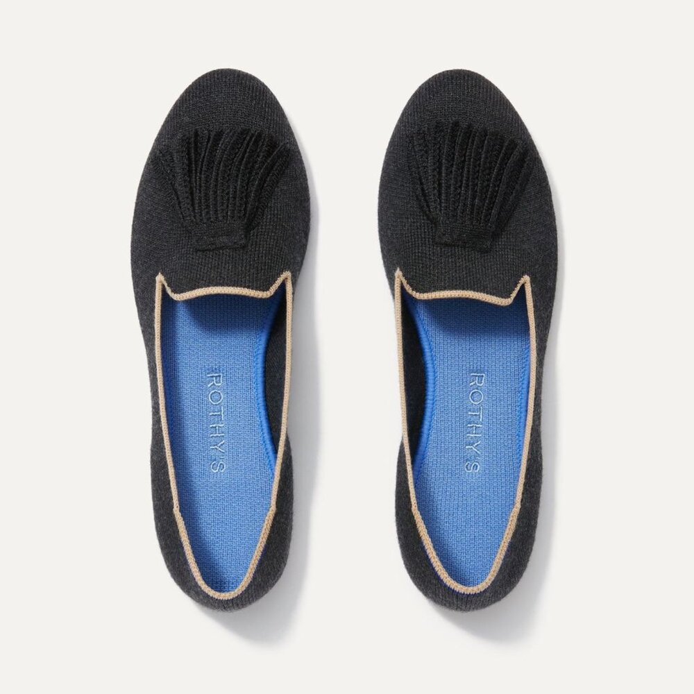 Rothy’s The Merino Tassel Loafer Black Diamond Size 9